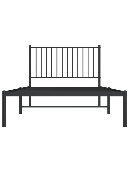 Gultas rāmis ar galvgali, melns metāls, 100x200 cm