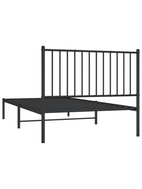 Gultas rāmis ar galvgali, melns metāls, 100x200 cm