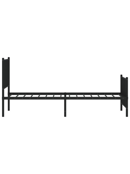 Gultas rāmis ar galvgali un kājgali, melns metāls, 80x200 cm