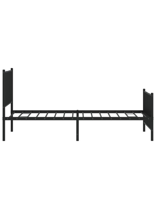 Gultas rāmis ar galvgali un kājgali, melns metāls, 100x190 cm