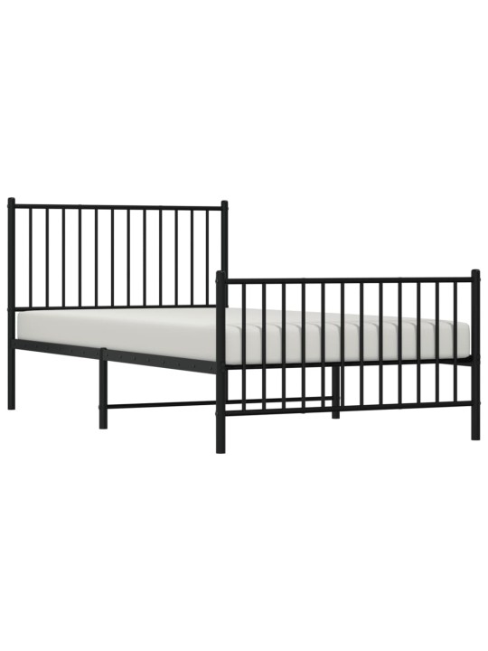 Gultas rāmis ar galvgali un kājgali, melns metāls, 100x200 cm