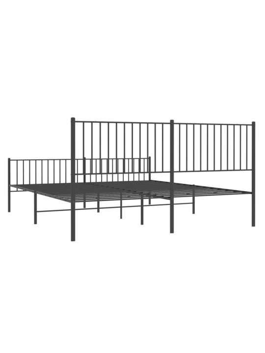Gultas rāmis ar galvgali un kājgali, melns metāls, 183x213 cm