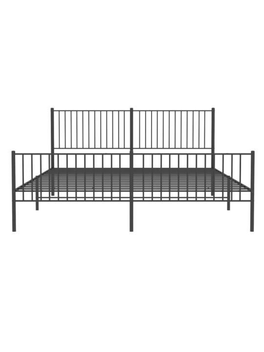 Gultas rāmis ar galvgali un kājgali, melns metāls, 200x200 cm