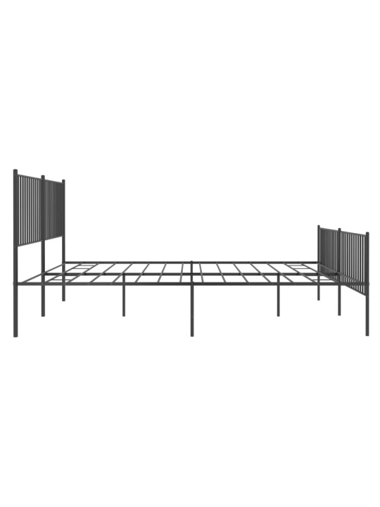 Gultas rāmis ar galvgali un kājgali, melns metāls, 200x200 cm