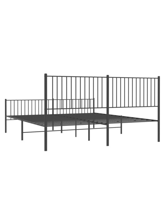 Gultas rāmis ar galvgali un kājgali, melns metāls, 200x200 cm