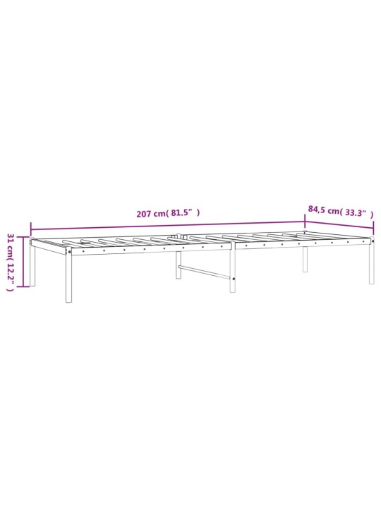 Gultas rāmis, balts metāls, 80x200 cm
