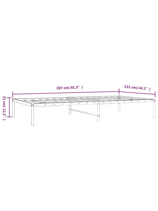 Gultas rāmis, balts metāls, 107x203 cm