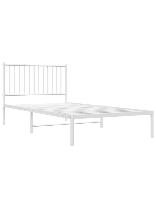 Gultas rāmis ar galvgali, balts metāls, 100x200 cm