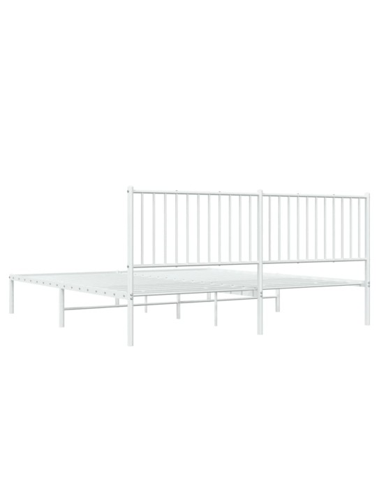 Gultas rāmis ar galvgali, balts metāls, 183x213 cm