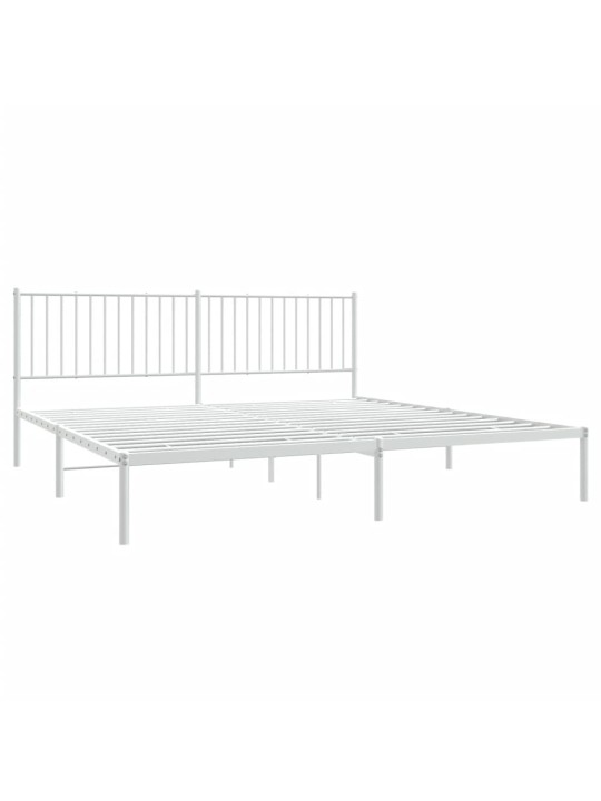 Gultas rāmis ar galvgali, balts metāls, 200x200 cm