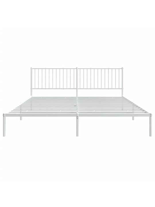 Gultas rāmis ar galvgali, balts metāls, 200x200 cm