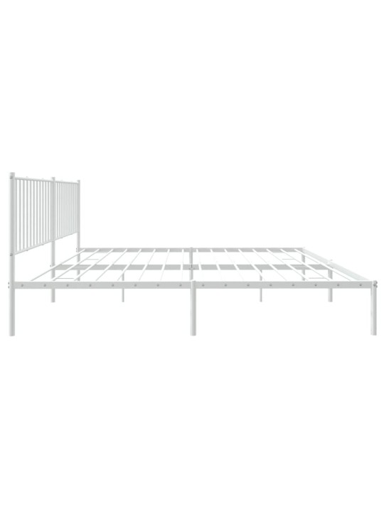 Gultas rāmis ar galvgali, balts metāls, 200x200 cm