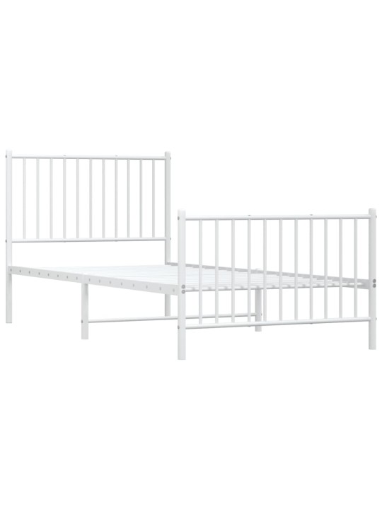 Gultas rāmis ar galvgali un kājgali, balts metāls, 90x200 cm