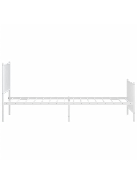 Gultas rāmis ar galvgali un kājgali, balts metāls, 90x200 cm