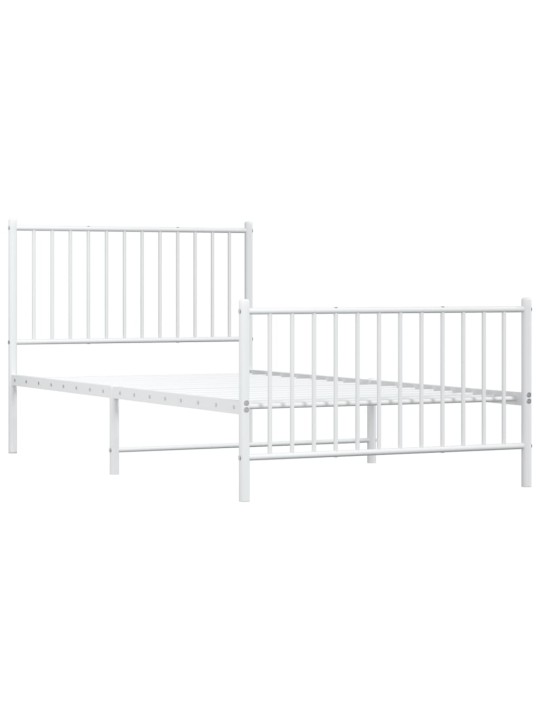 Gultas rāmis ar galvgali un kājgali, balts metāls, 100x200 cm