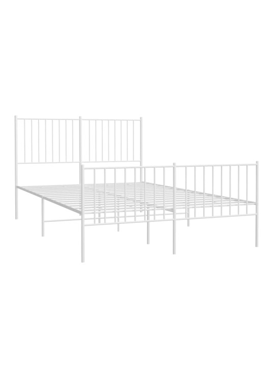 Gultas rāmis ar galvgali un kājgali, balts metāls, 135x290 cm