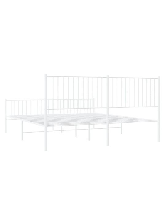 Gultas rāmis ar galvgali un kājgali, balts metāls, 183x213 cm