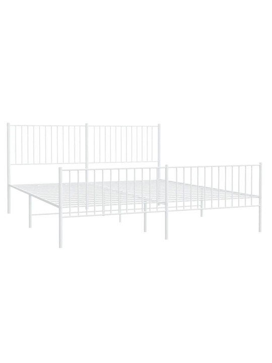 Gultas rāmis ar galvgali un kājgali, balts metāls, 200x200 cm