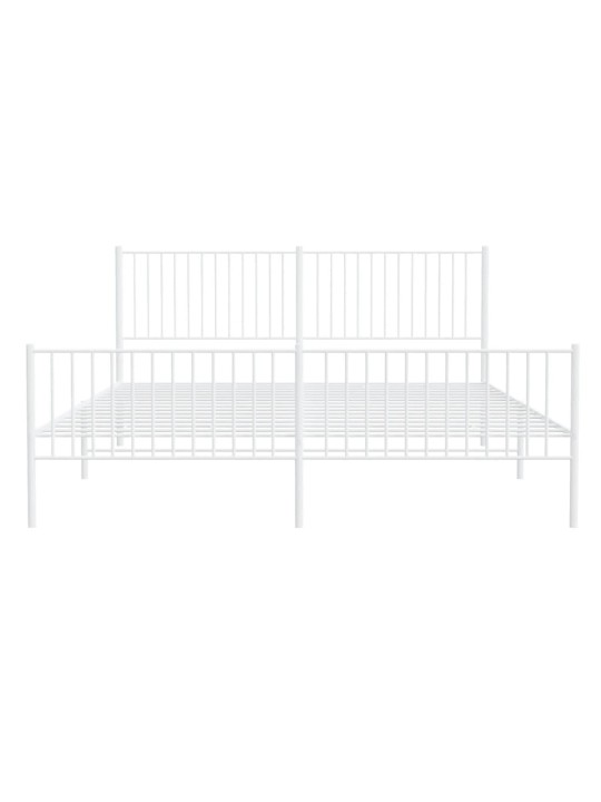 Gultas rāmis ar galvgali un kājgali, balts metāls, 200x200 cm