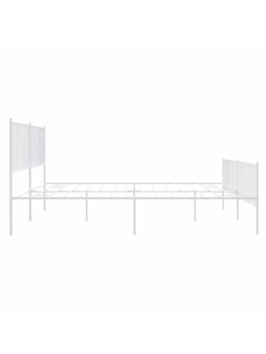 Gultas rāmis ar galvgali un kājgali, balts metāls, 200x200 cm