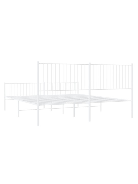 Gultas rāmis ar galvgali un kājgali, balts metāls, 200x200 cm