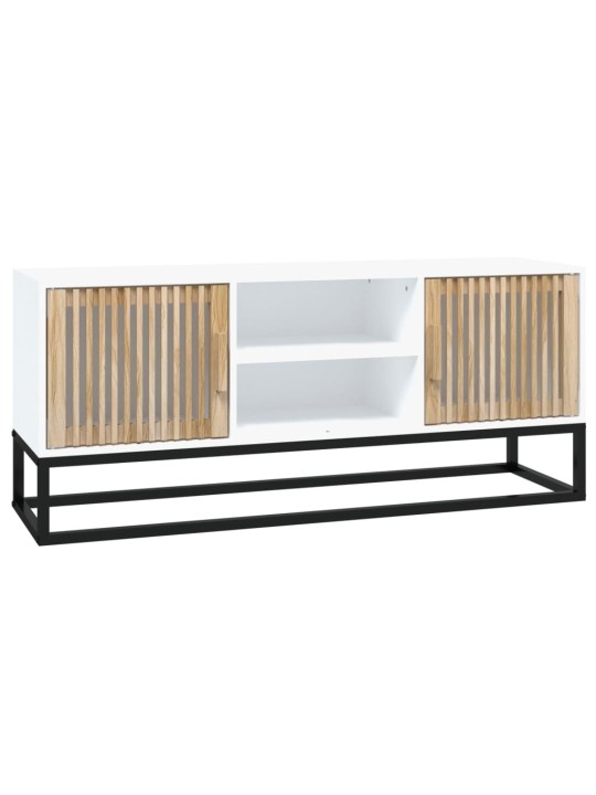Tv skapītis, balts, 105x30x45 cm, inženierijas koks, dzelzs