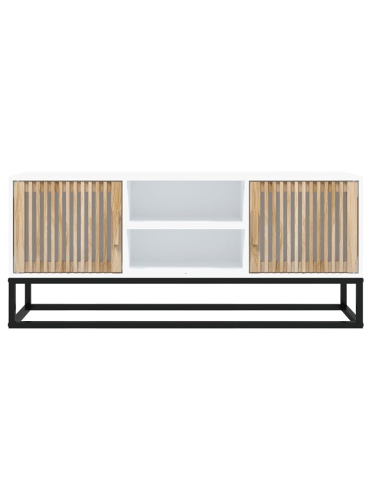 Tv skapītis, balts, 105x30x45 cm, inženierijas koks, dzelzs