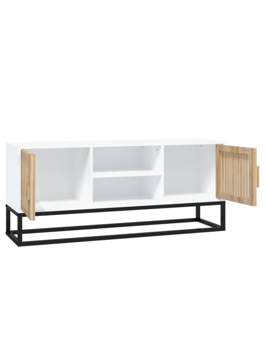 Tv skapītis, balts, 105x30x45 cm, inženierijas koks, dzelzs