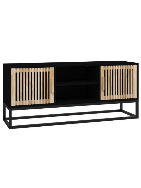 Tv skapītis, melns, 105x30x45 cm, inženierijas koks, dzelzs