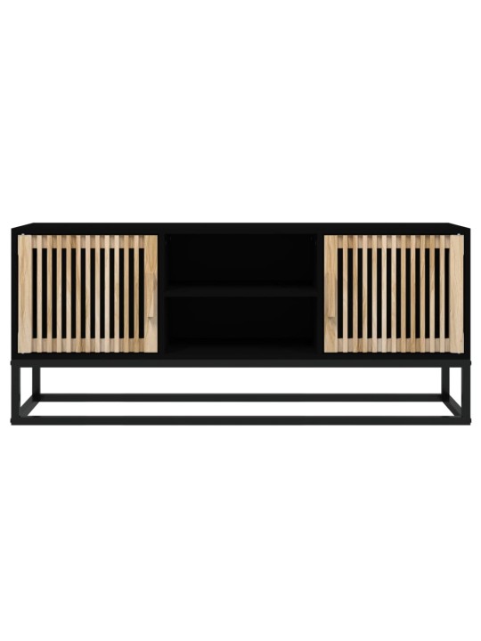 Tv skapītis, melns, 105x30x45 cm, inženierijas koks, dzelzs