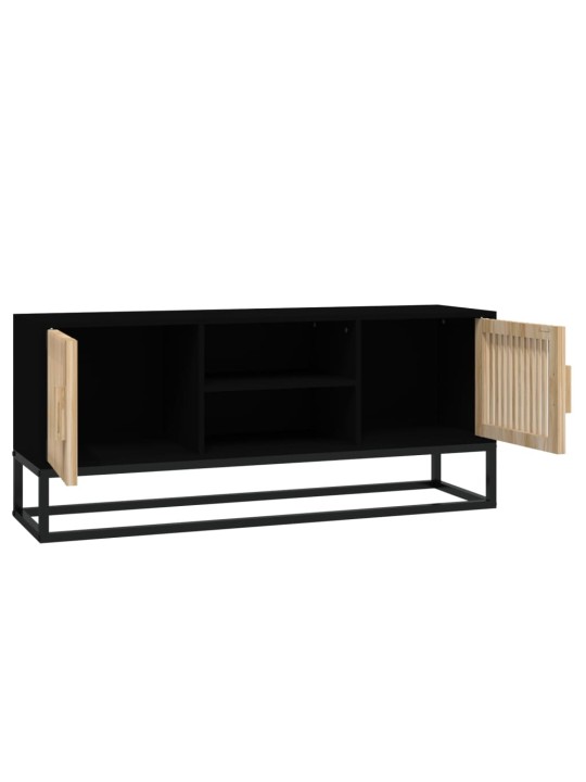 Tv skapītis, melns, 105x30x45 cm, inženierijas koks, dzelzs