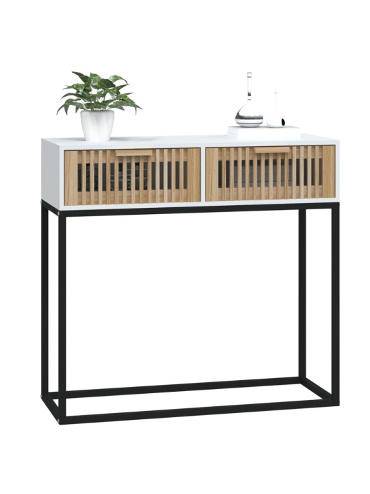 Konsoles galdiņš, 80x30x75 cm, inženierijas koks, dzelzs, balts