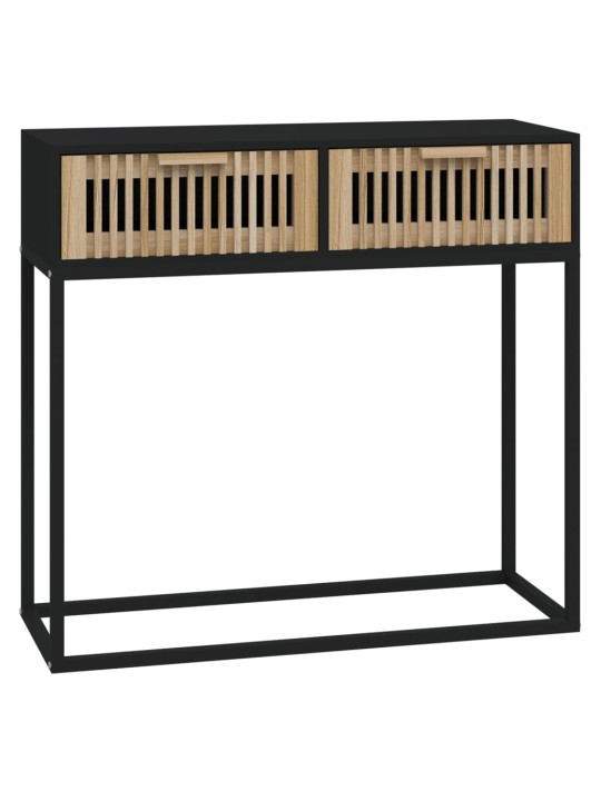 Konsoles galdiņš, melns, 80x30x75 cm, inženierijas koks, dzelzs