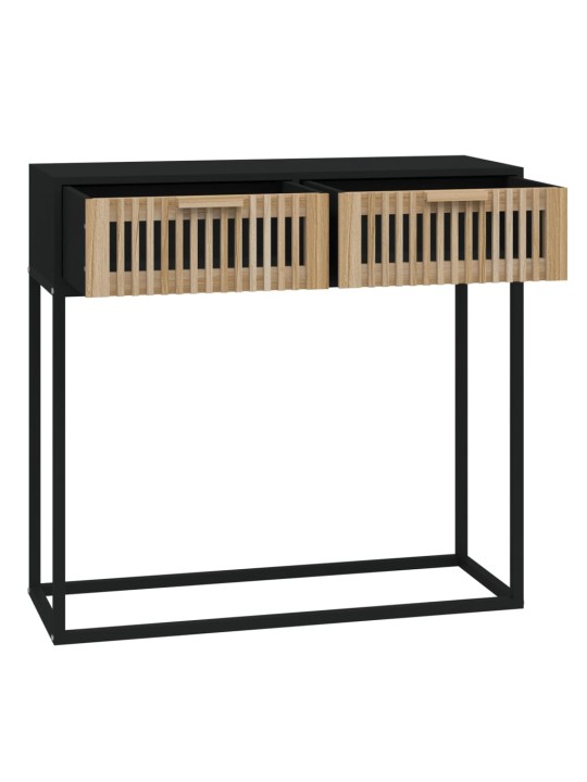 Konsoles galdiņš, melns, 80x30x75 cm, inženierijas koks, dzelzs