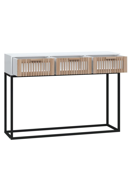 Konsoles galdiņš, balts, 105x30x75cm, inženierijas koks, dzelzs