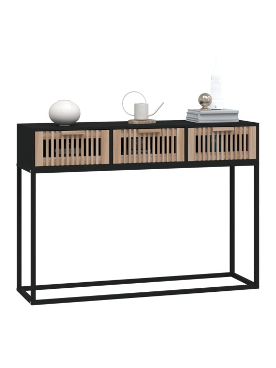 Konsoles galdiņš, melns, 105x30x75cm, inženierijas koks, dzelzs