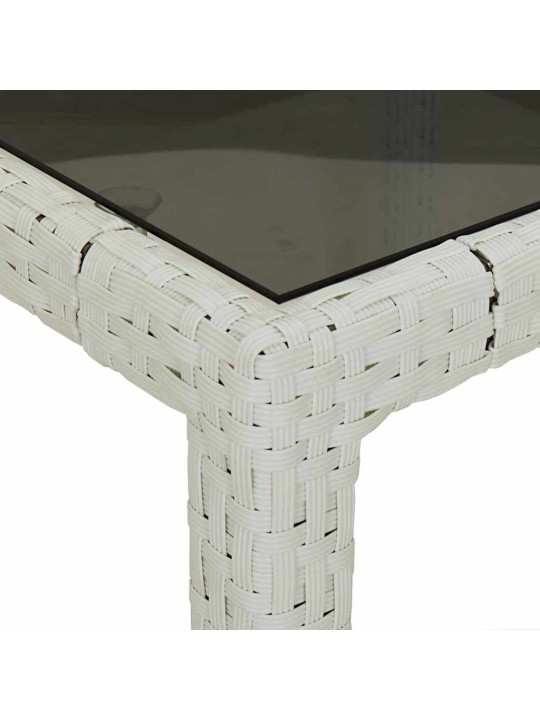 Dārza ēdamais galds balts 150 x 90 x 75 cm poliūtu rotangpalma
