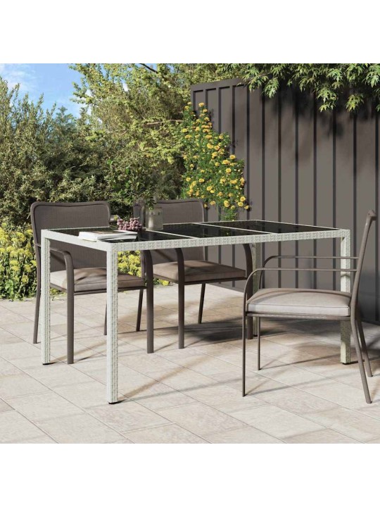 Dārza ēdamais galds balts 150 x 90 x 75 cm poliūtu rotangpalma