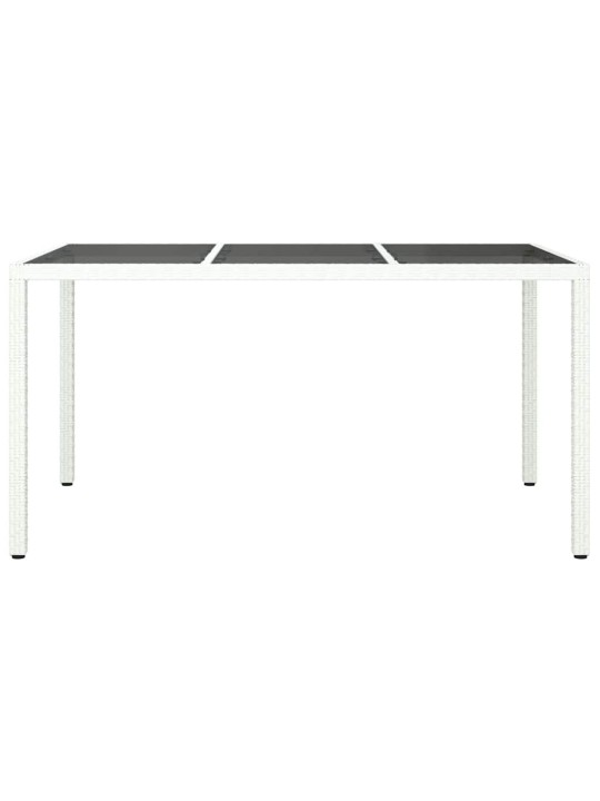 Dārza ēdamais galds balts 150 x 90 x 75 cm poliūtu rotangpalma