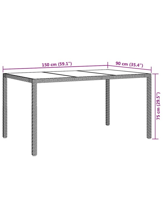 Dārza ēdamais galds balts 150 x 90 x 75 cm poliūtu rotangpalma