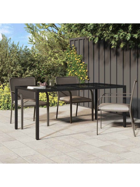 Dārza ēdamais galds melna 190 x 90 x 75 cm poliūtu rotangpalma