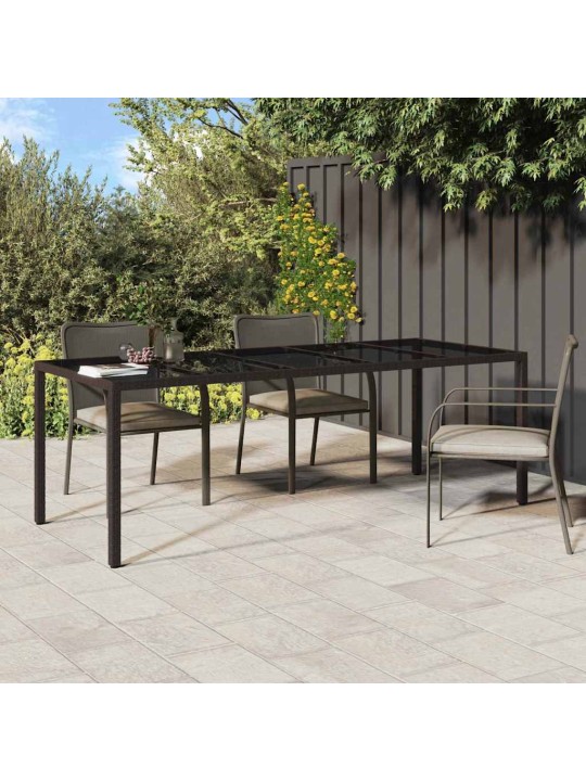 Dārza ēdamais galds brūna 250 x 100 x 75 cm poliūtu rotangpalma