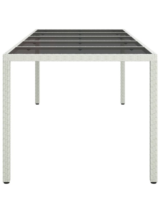 Dārza galds, 250x100x75cm, pe rotangpalma, rūdīts stikls, balts