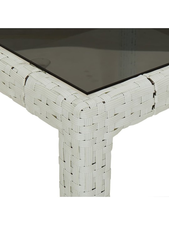 Dārza galds, 250x100x75cm, pe rotangpalma, rūdīts stikls, balts