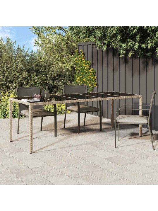 Dārza ēdamais galds bēša 250 x 100 x 75 cm poliūtu rotangpalma