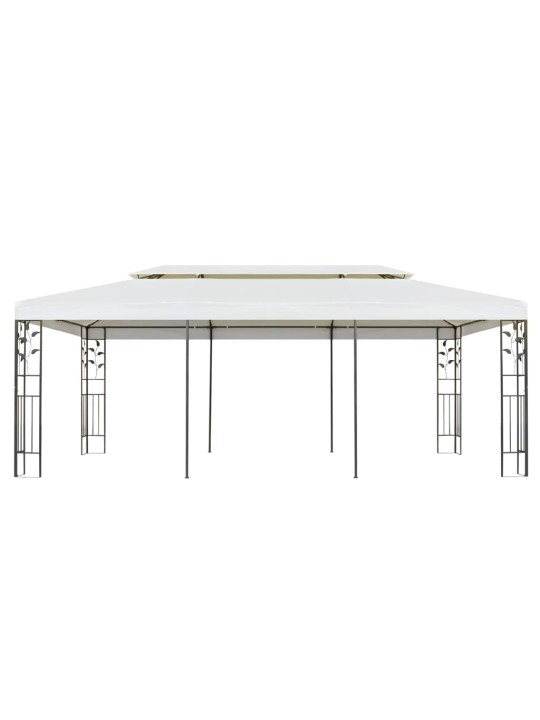 Dārza nojume ar dubulto jumtu, 6x3 m, balta, tērauds