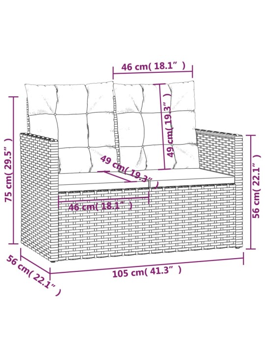 Dārza sols ar matračiem, 105 cm, pelēks, pe rotangpalma
