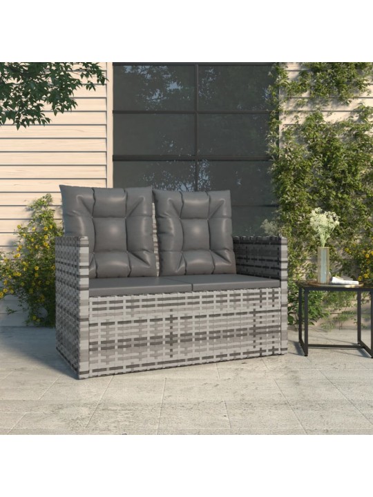Dārza sols ar matračiem, 105 cm, pelēks, pe rotangpalma