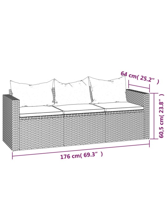 Dārza atpūtas mēbeļu komplekts, melns, pe rotangpalma