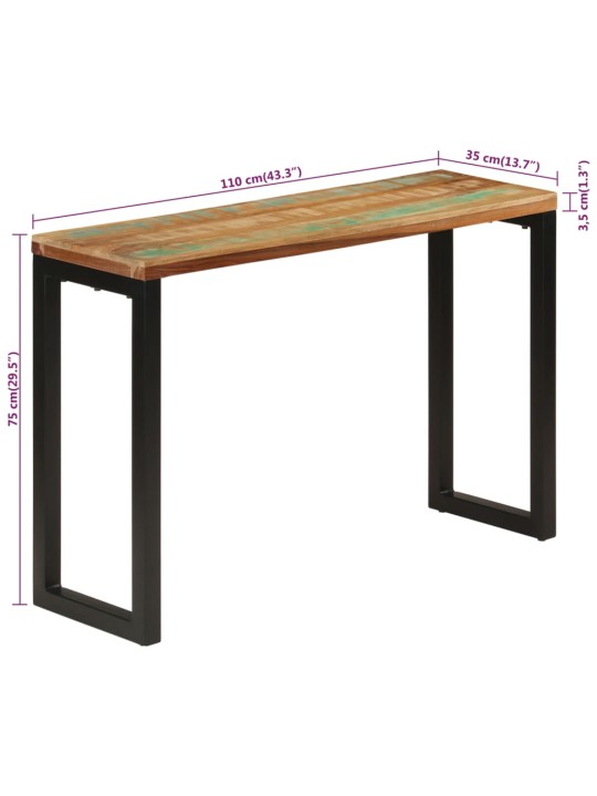 Konsoles galdiņš, 110x35x75 cm, pārstrādāts masīvkoks